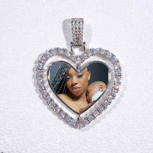 3D Spinning 2-Faced Heart Custom Picture Pendant