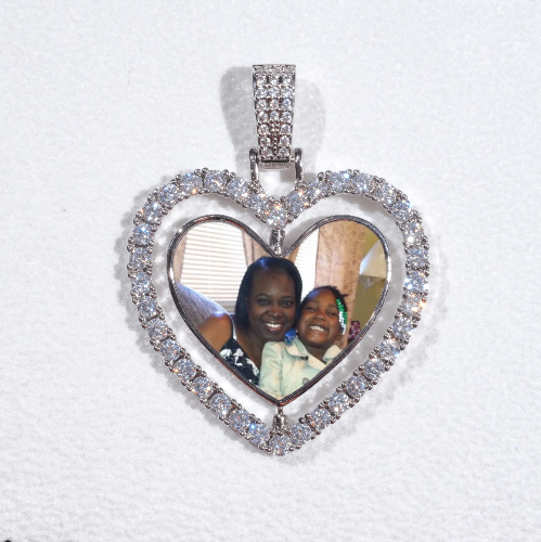 3D Spinning 2-Faced Heart Custom Picture Pendant