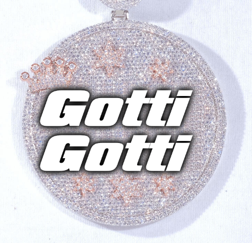 CUSTOM LETTER NECKLACE 3D BIG CROWN DISC