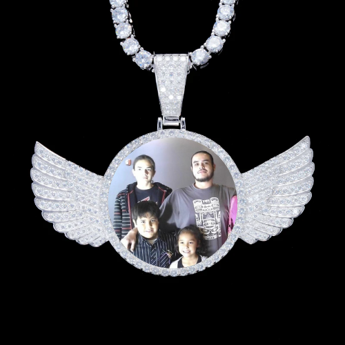 925S & VVS Moissanite 3D Wing Custom Picture Pendant