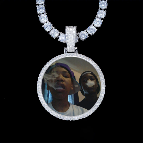 925S & VVS Moissanite 3D Circle Custom Picture Pendant