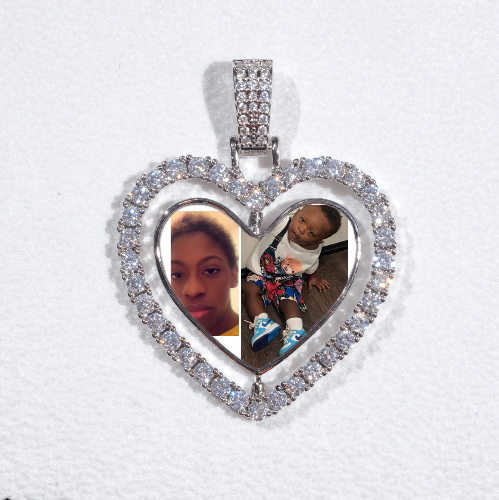 3D Spinning 2-Faced Heart Custom Picture Pendant