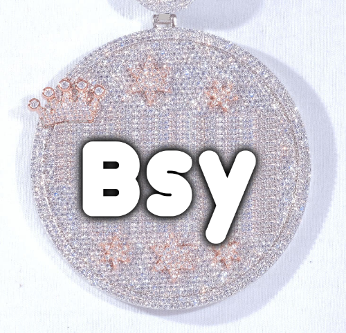 CUSTOM LETTER NECKLACE 3D BIG CROWN DISC