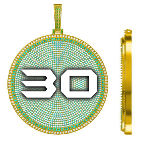 CUSTOM LETTER NECKLACE 3D BIG DISC