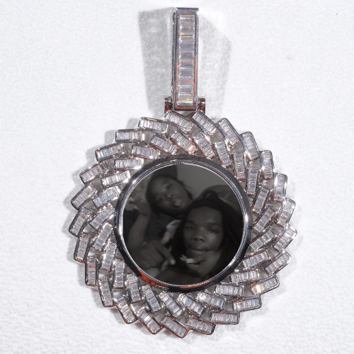 Large 3D Baguette Custom Picture Pendant