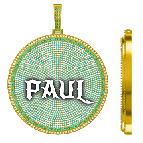 CUSTOM LETTER NECKLACE 3D BIG DISC