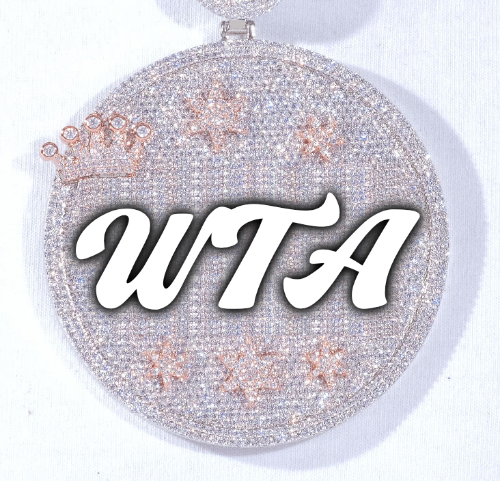 CUSTOM LETTER NECKLACE 3D BIG CROWN DISC