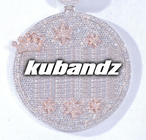 CUSTOM LETTER NECKLACE 3D BIG CROWN DISC