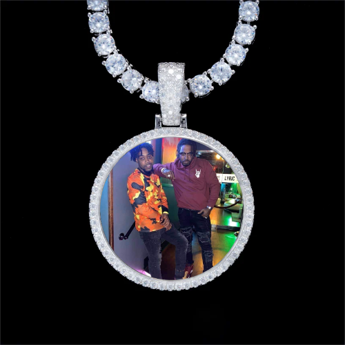925S & VVS Moissanite 3D Circle Custom Picture Pendant