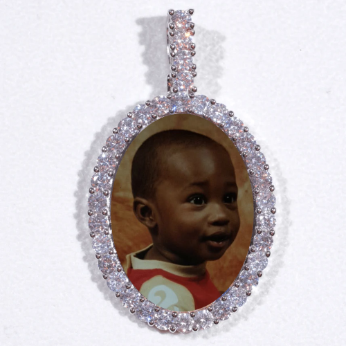 Large 3D Oval Custom Picture Pendant