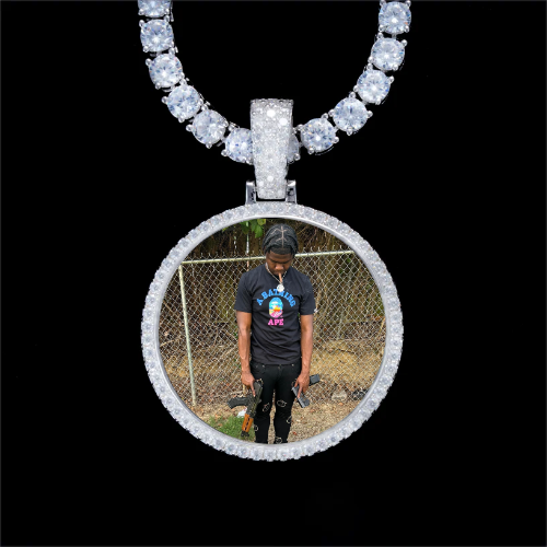 925S & VVS Moissanite 3D Circle Custom Picture Pendant