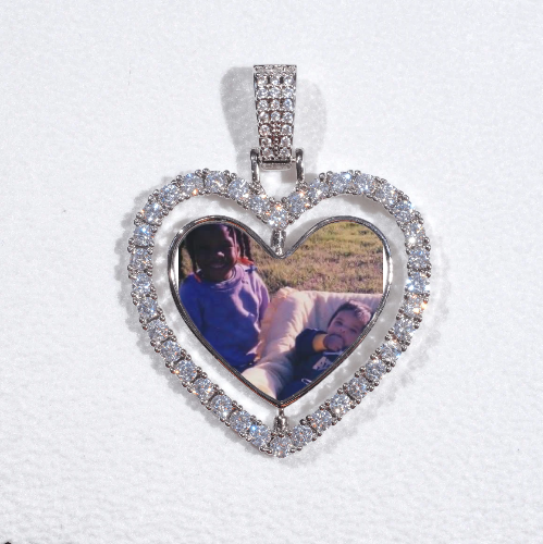 3D Spinning 2-Faced Heart Custom Picture Pendant