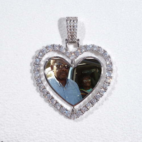 3D Spinning 2-Faced Heart Custom Picture Pendant