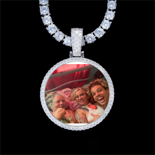 925S & VVS Moissanite 3D Circle Custom Picture Pendant