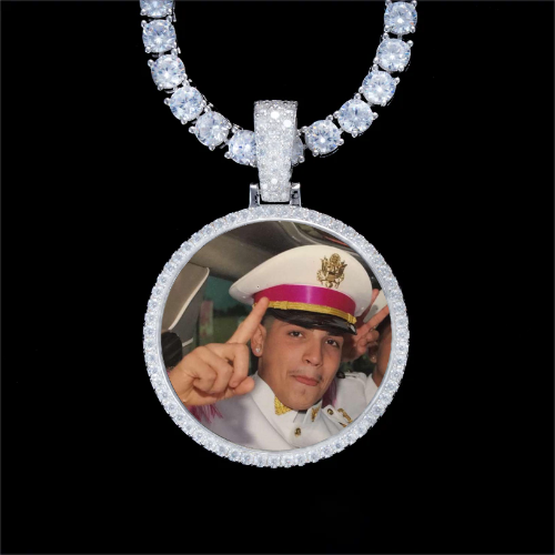 925S & VVS Moissanite 3D Circle Custom Picture Pendant