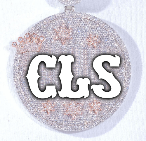 CUSTOM LETTER NECKLACE 3D BIG CROWN DISC