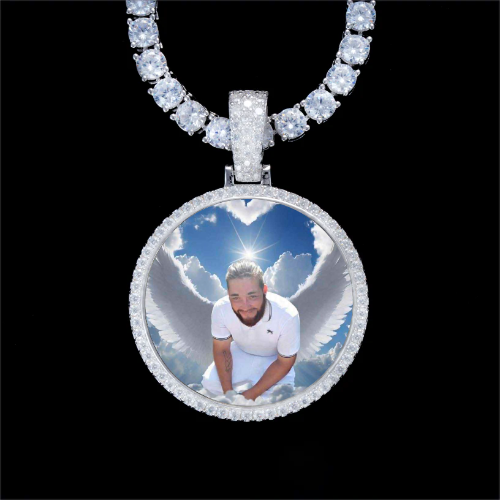 925S & VVS Moissanite 3D Circle Custom Picture Pendant
