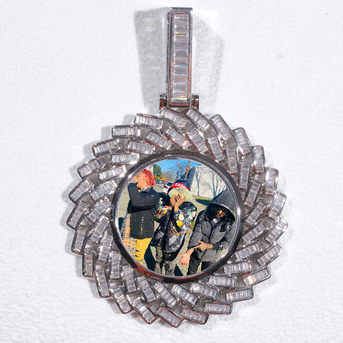 Large 3D Baguette Custom Picture Pendant