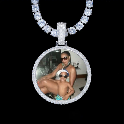 925S & VVS Moissanite 3D Circle Custom Picture Pendant