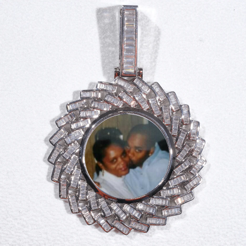 Large 3D Baguette Custom Picture Pendant