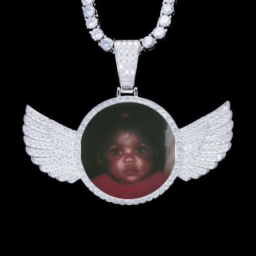 925S & VVS Moissanite 3D Wing Custom Picture Pendant