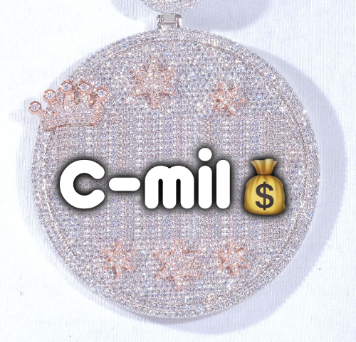 CUSTOM LETTER NECKLACE 3D BIG CROWN DISC