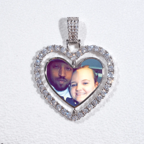 3D Spinning 2-Faced Heart Custom Picture Pendant