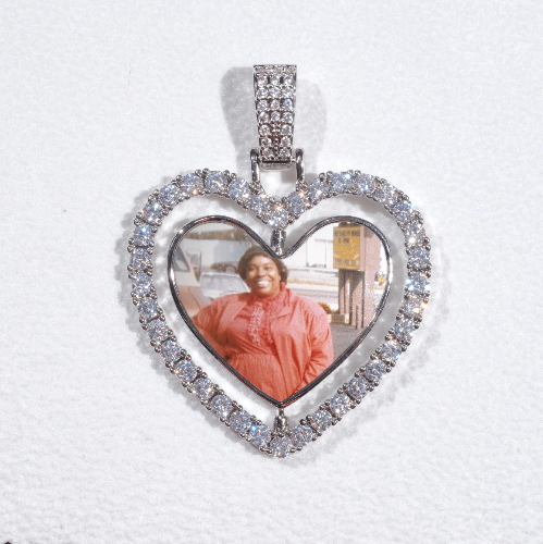 3D Spinning 2-Faced Heart Custom Picture Pendant