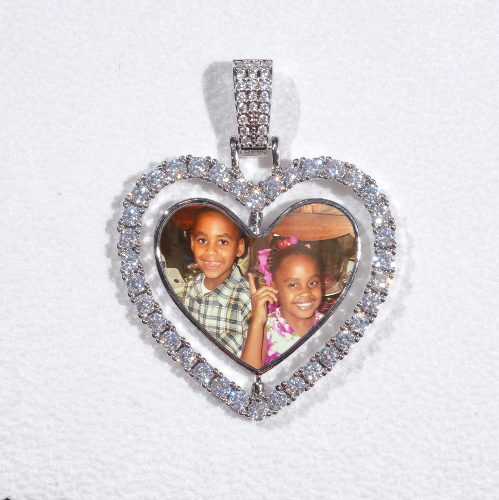 3D Spinning 2-Faced Heart Custom Picture Pendant