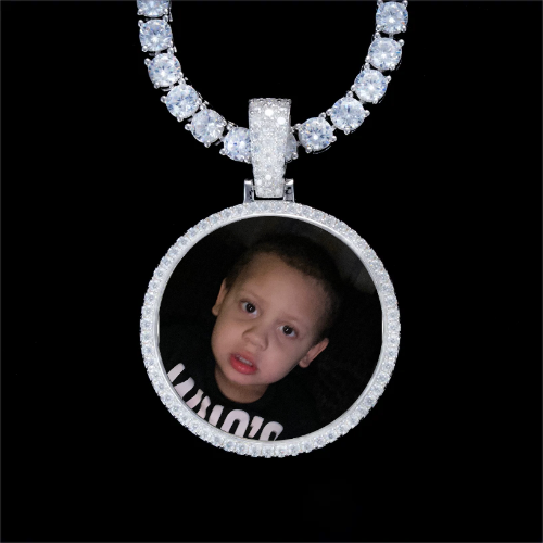 925S & VVS Moissanite 3D Circle Custom Picture Pendant