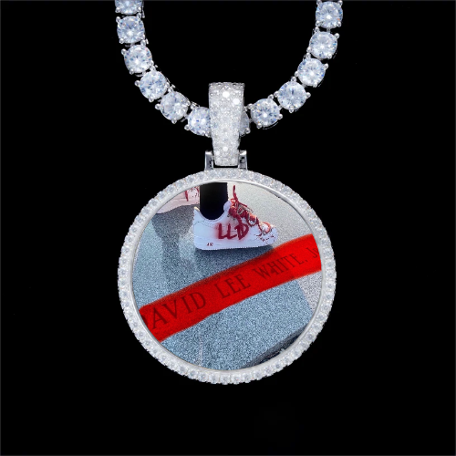 925S & VVS Moissanite 3D Circle Custom Picture Pendant