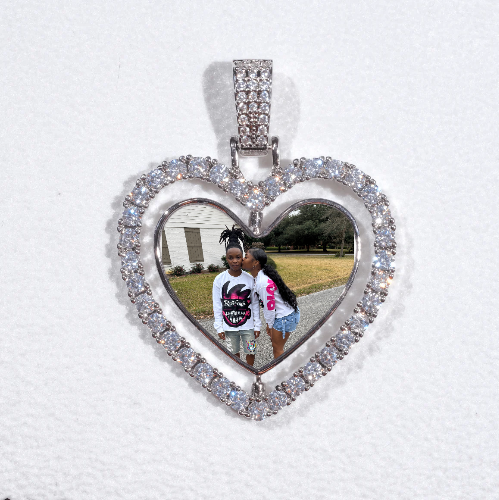 3D Spinning 2-Faced Heart Custom Picture Pendant