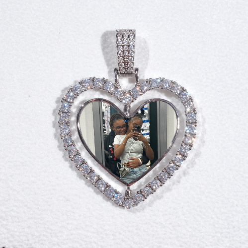 3D Spinning 2-Faced Heart Custom Picture Pendant