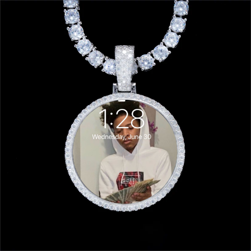 925S & VVS Moissanite 3D Circle Custom Picture Pendant