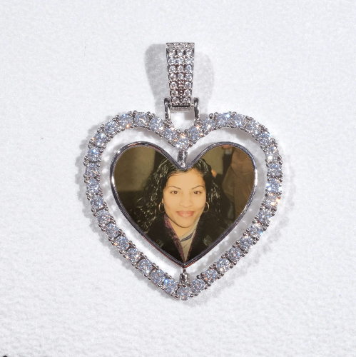 3D Spinning 2-Faced Heart Custom Picture Pendant