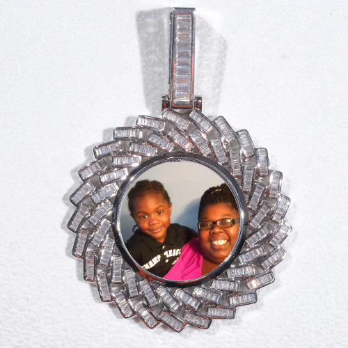 Large 3D Baguette Custom Picture Pendant