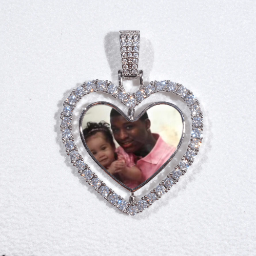 3D Spinning 2-Faced Heart Custom Picture Pendant