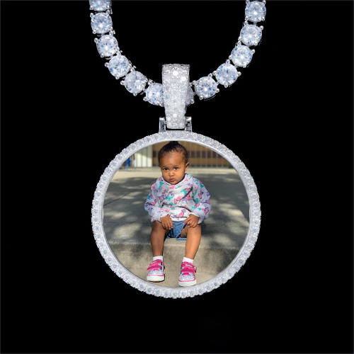925S & VVS Moissanite 3D Circle Custom Picture Pendant