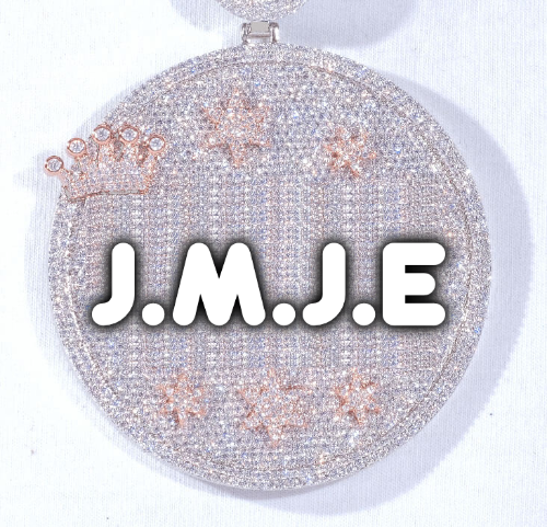 CUSTOM LETTER NECKLACE 3D BIG CROWN DISC