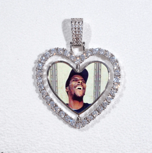 3D Spinning 2-Faced Heart Custom Picture Pendant