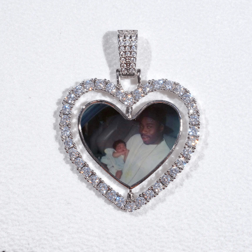 3D Spinning 2-Faced Heart Custom Picture Pendant