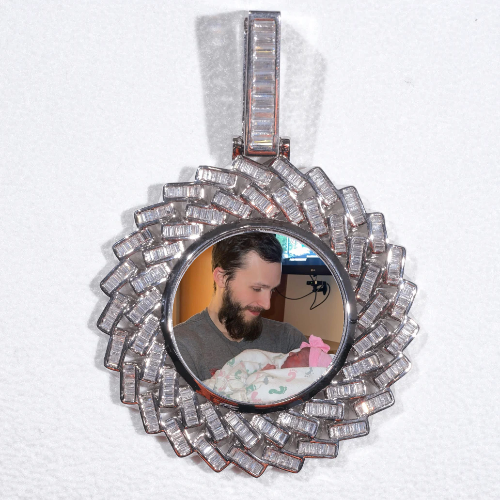 Large 3D Baguette Custom Picture Pendant