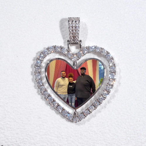 3D Spinning 2-Faced Heart Custom Picture Pendant