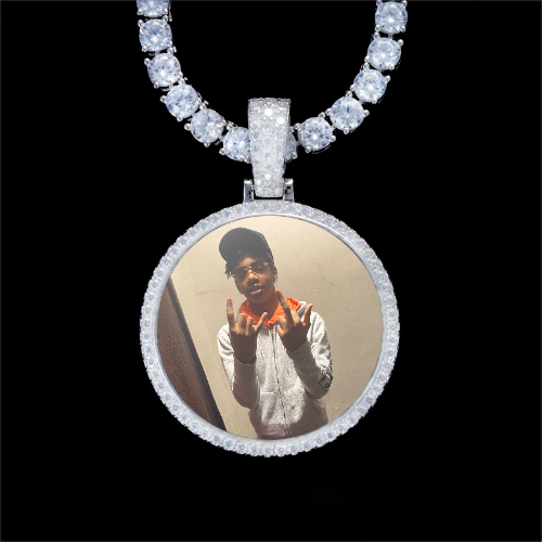925S & VVS Moissanite 3D Circle Custom Picture Pendant