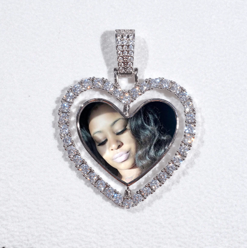 3D Spinning 2-Faced Heart Custom Picture Pendant