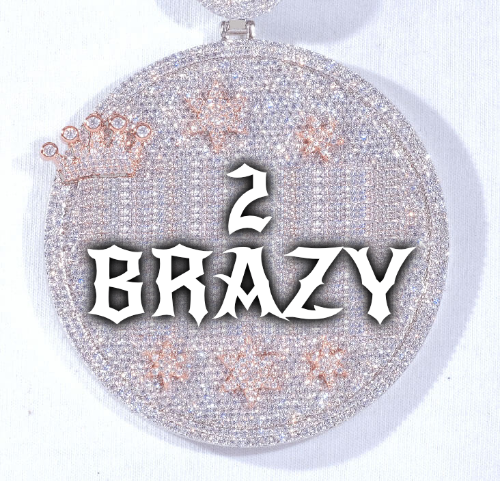 CUSTOM LETTER NECKLACE 3D BIG CROWN DISC