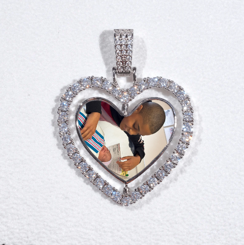 3D Spinning 2-Faced Heart Custom Picture Pendant