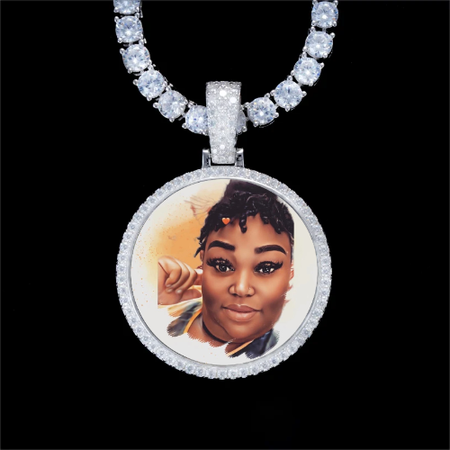 925S & VVS Moissanite 3D Circle Custom Picture Pendant