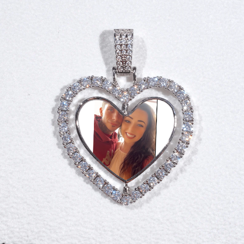 3D Spinning 2-Faced Heart Custom Picture Pendant