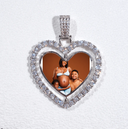3D Spinning 2-Faced Heart Custom Picture Pendant